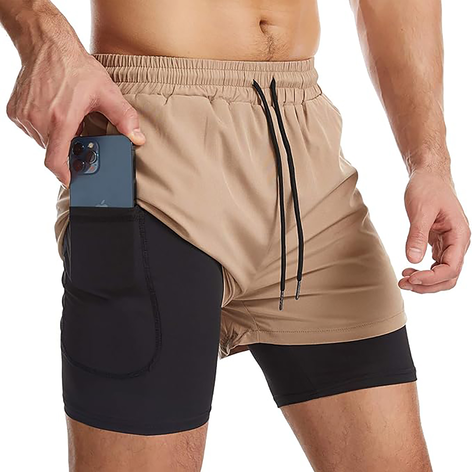 Men's 2 I n 1 Quick Drying Sports Shorts with Lining 15