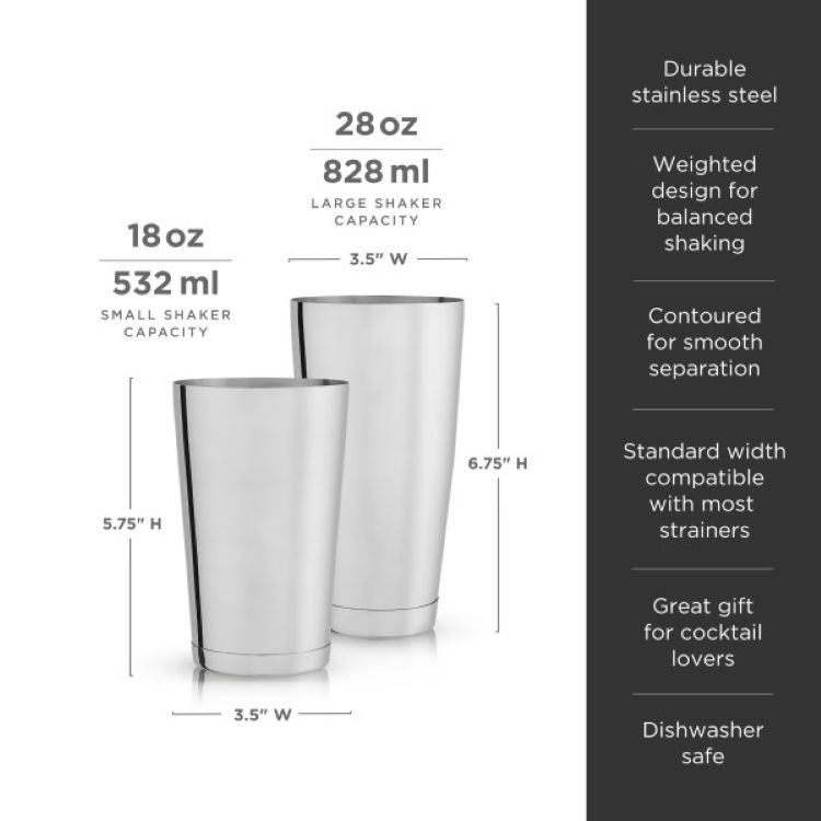 Viski® Stainless Shaker Tin Set 3