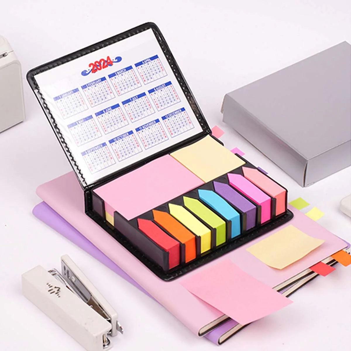 Deluxe PU Leather Self-Stick Pads Memo Note Organizer 4