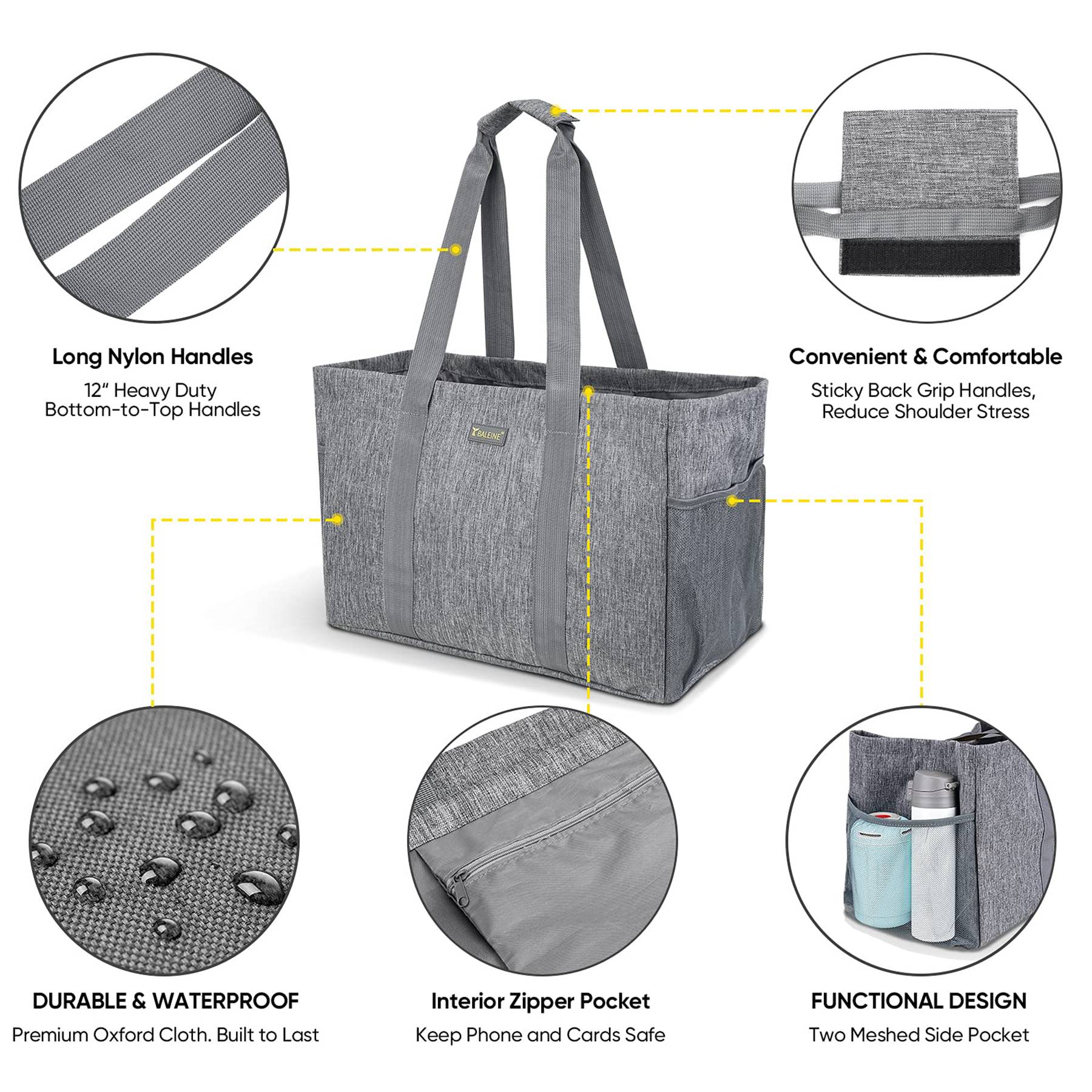 Oxford Foldable Reusable Storage Tote Bag, custom tote bag with logo imprint 2