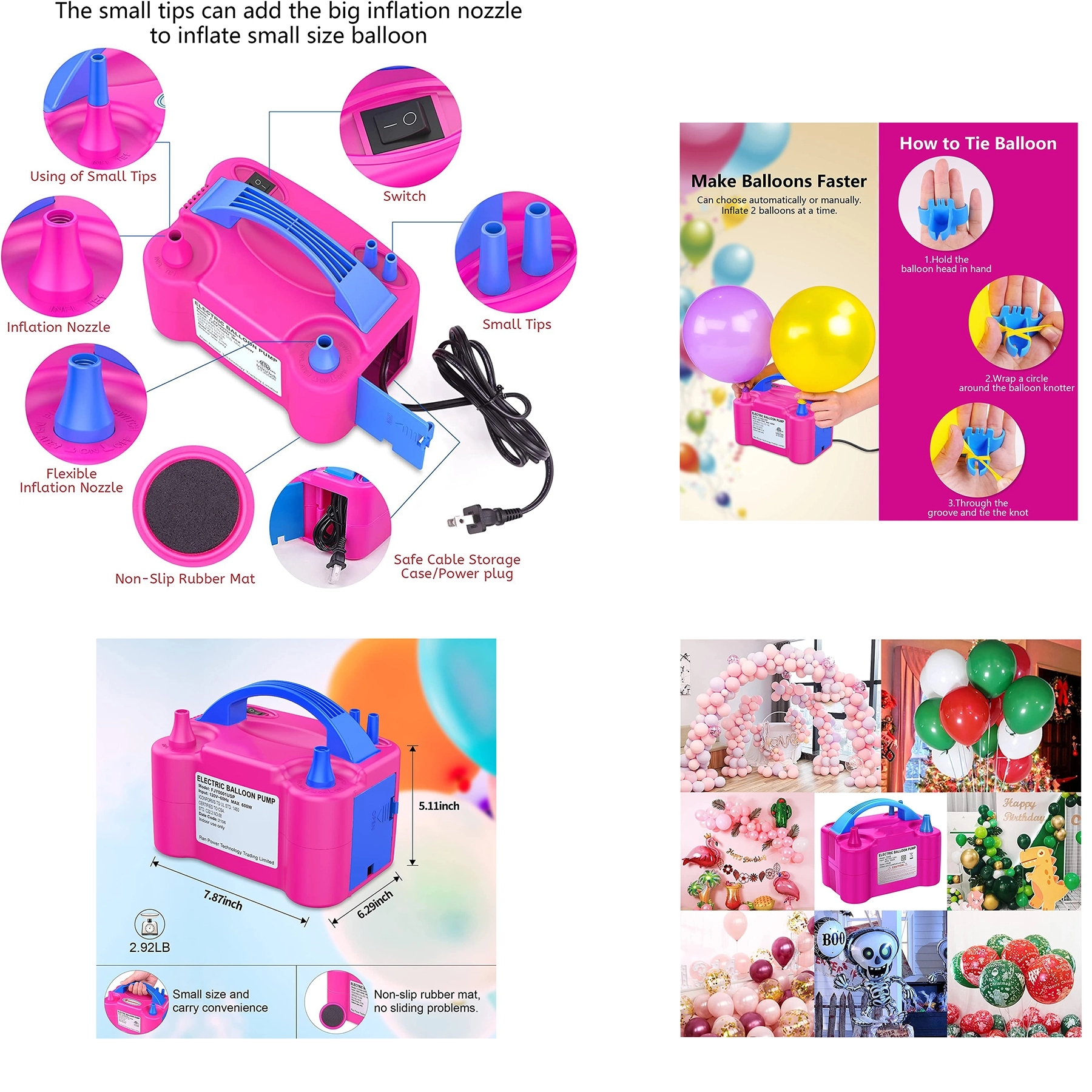 Electric Air Balloon Pump Blower Inflation Machine 3