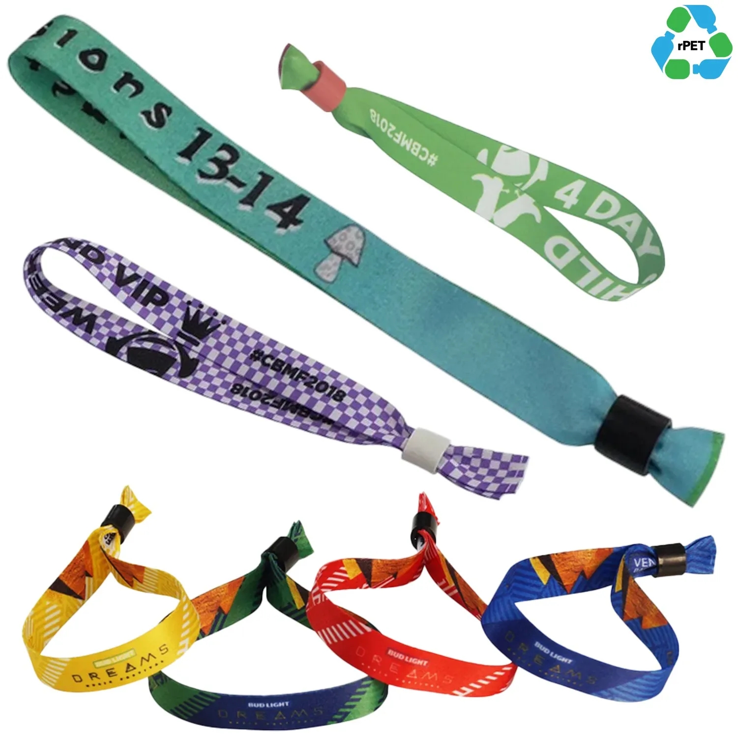1/2" rPET Recycled Sublimated Eco-friendly Event Wristbands 2