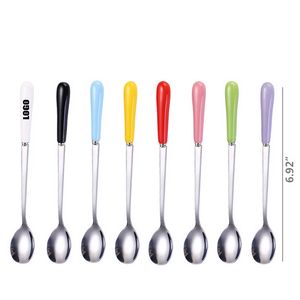 6.92 Inch Ceramic Handle Steel Spoon 12