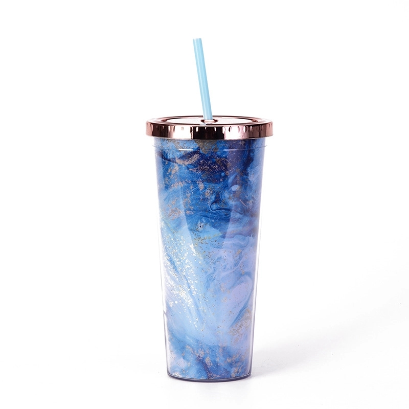 Custom 24 oz Transparent AS Plastic Tie dye Straw Tumbler 7