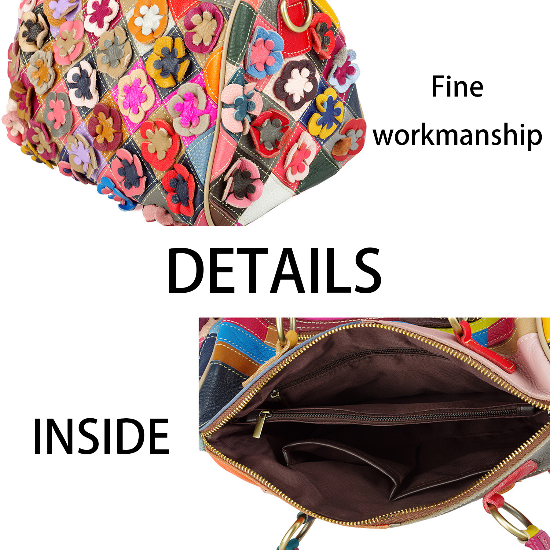 Genuine Leather Colorful floral shoulder cross-body bag 1