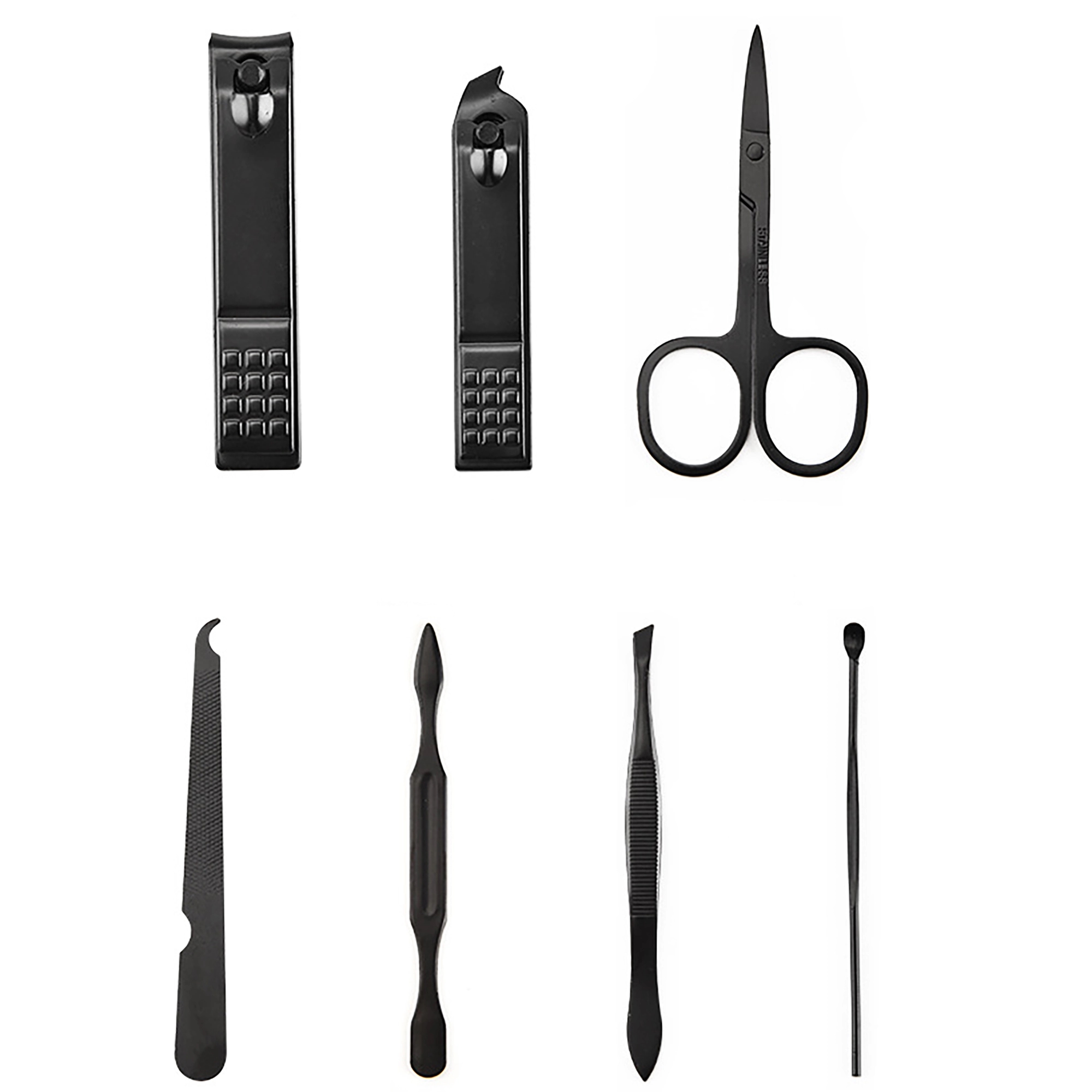 MOQ 50pcs Black 7 In 1 Manicure Kit With Case 3