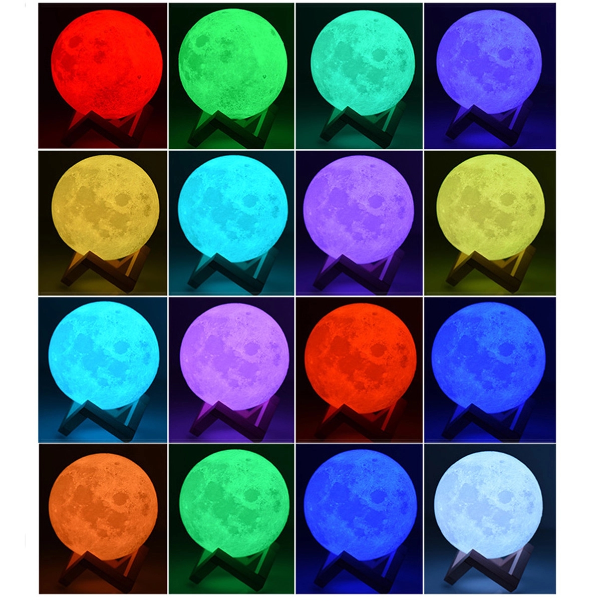 16 Colors LED Moon Light with Remote, Touch Control and USB 4