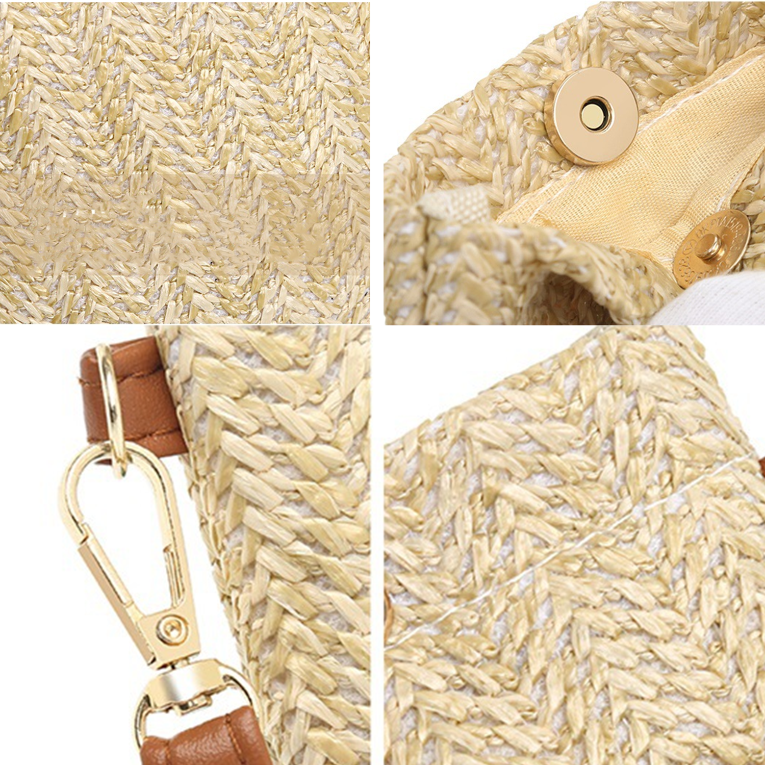 Braided Vertical Single-Shoulder Straw Crossbody Bag 5