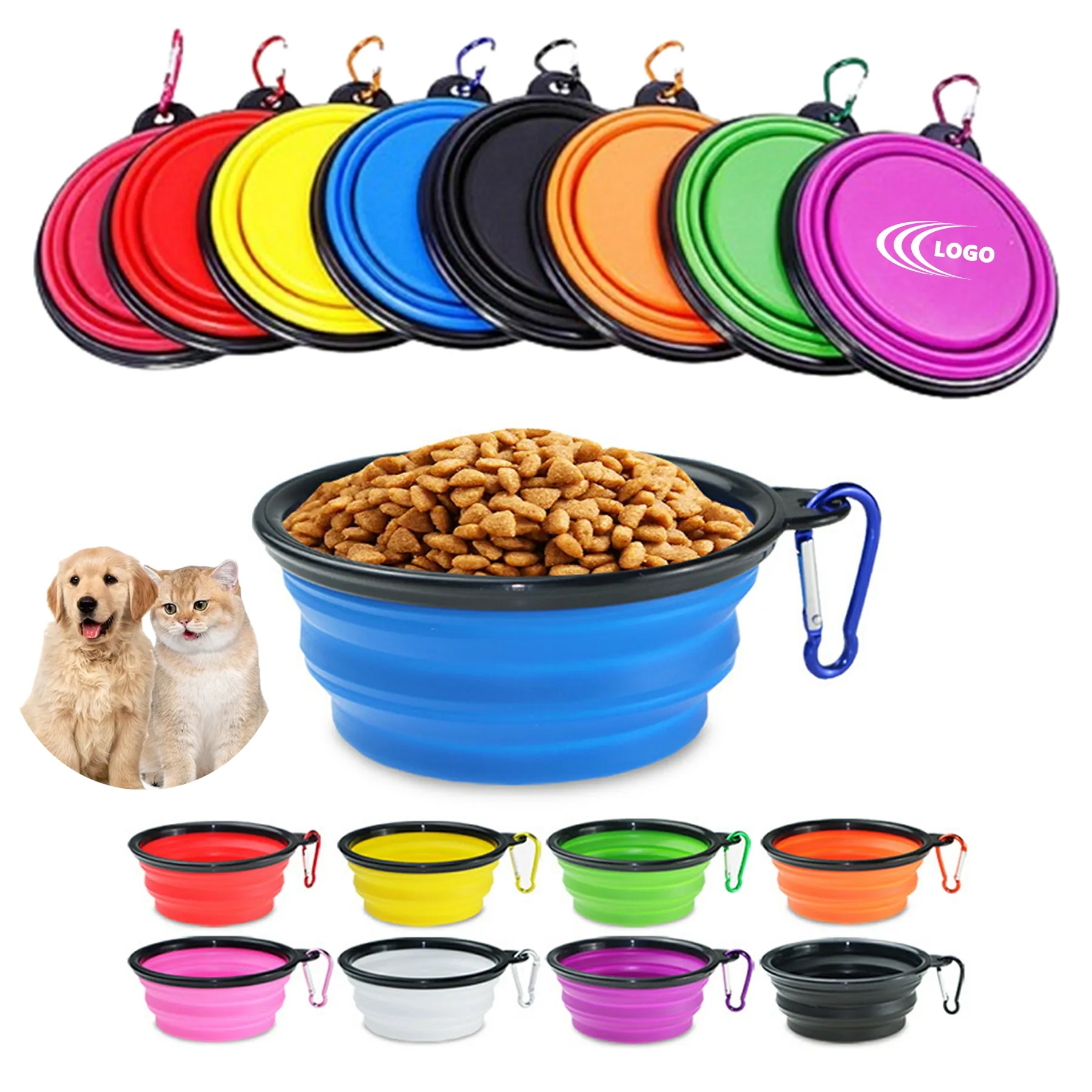 Collapsible Pet Dog Bowls with Carabiner 11