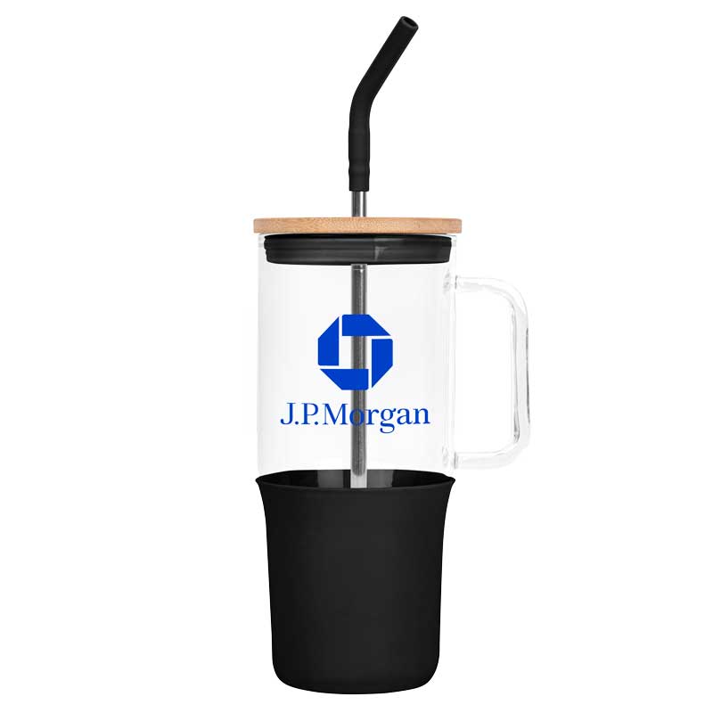 32oz. Glass Tumbler with Handle and Straw 5