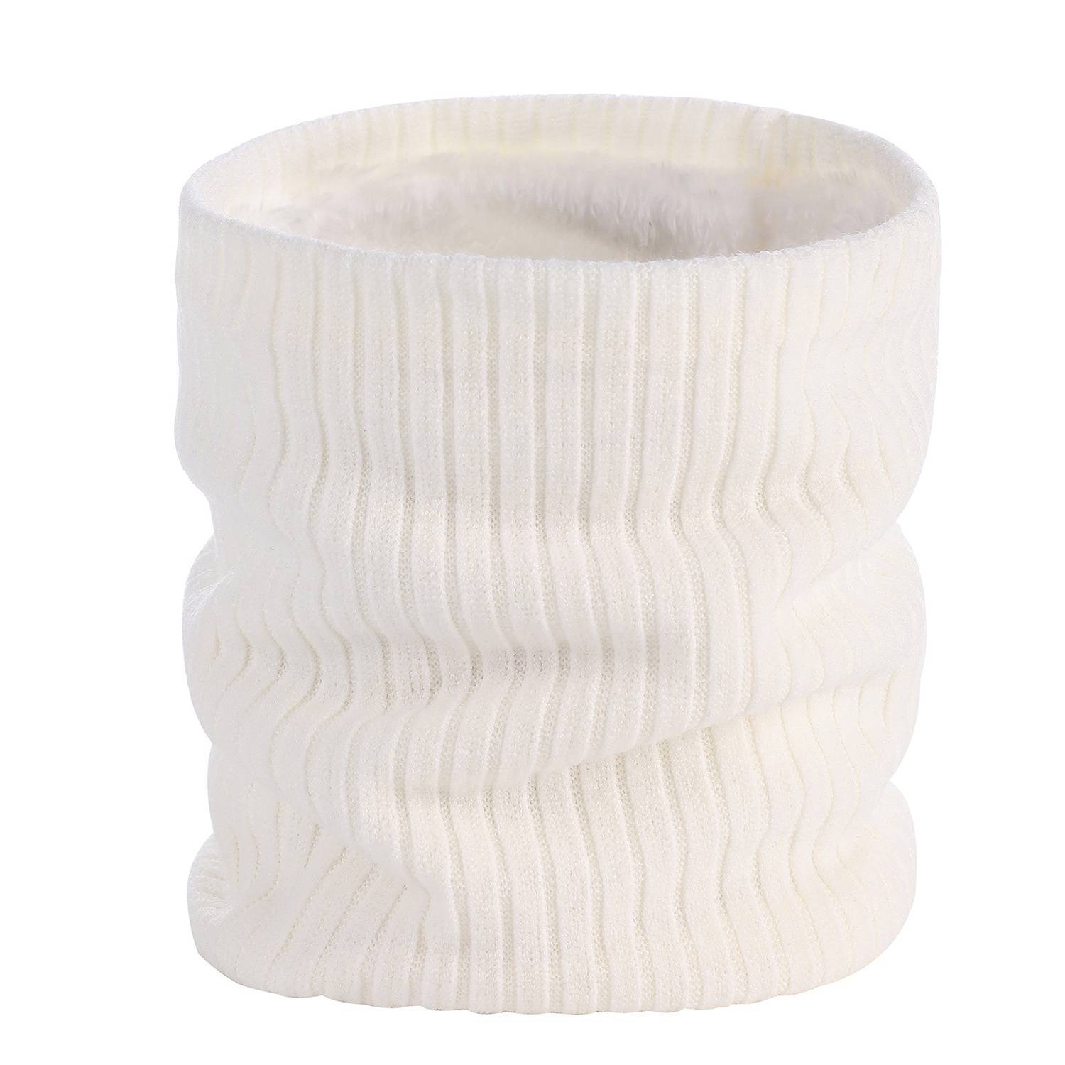 Winter Knitted Plush Lined Neck Warmer Scarf 2