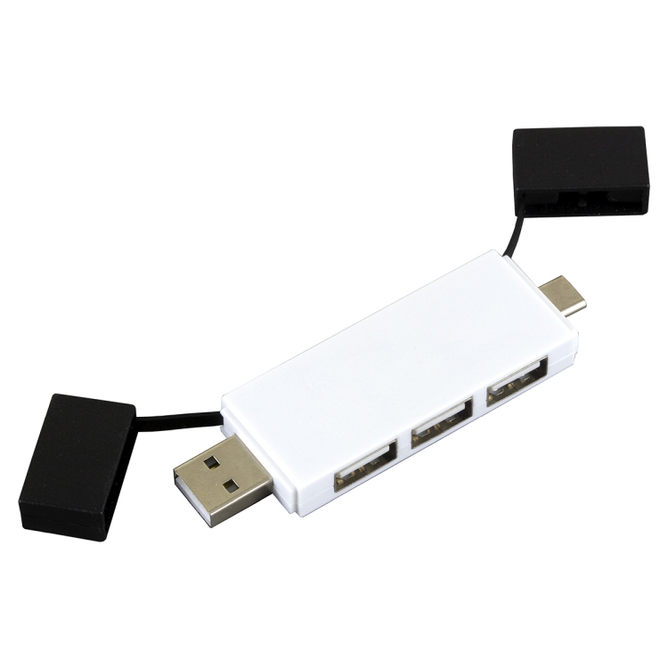 "Freedom" 2 in 1 – 3 Port Mini USB Hub with Type A & Type C Adapter 3