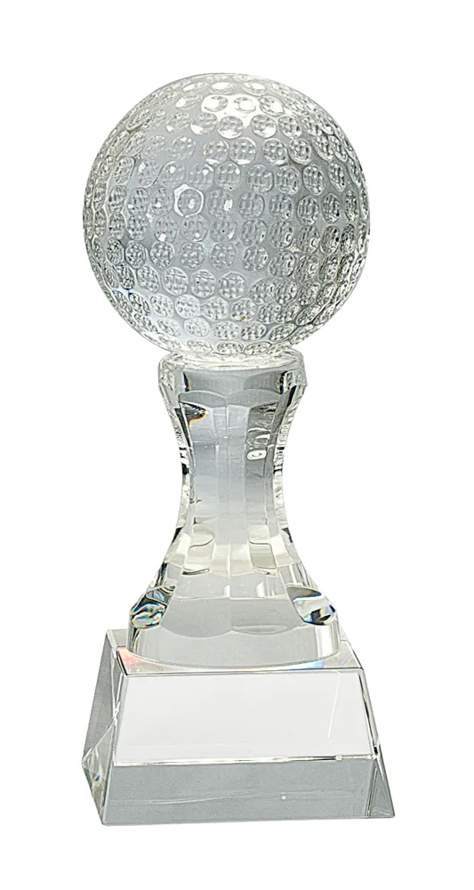 7 3/4" Crystal Golf Ball On Clear Pedestal Base 2