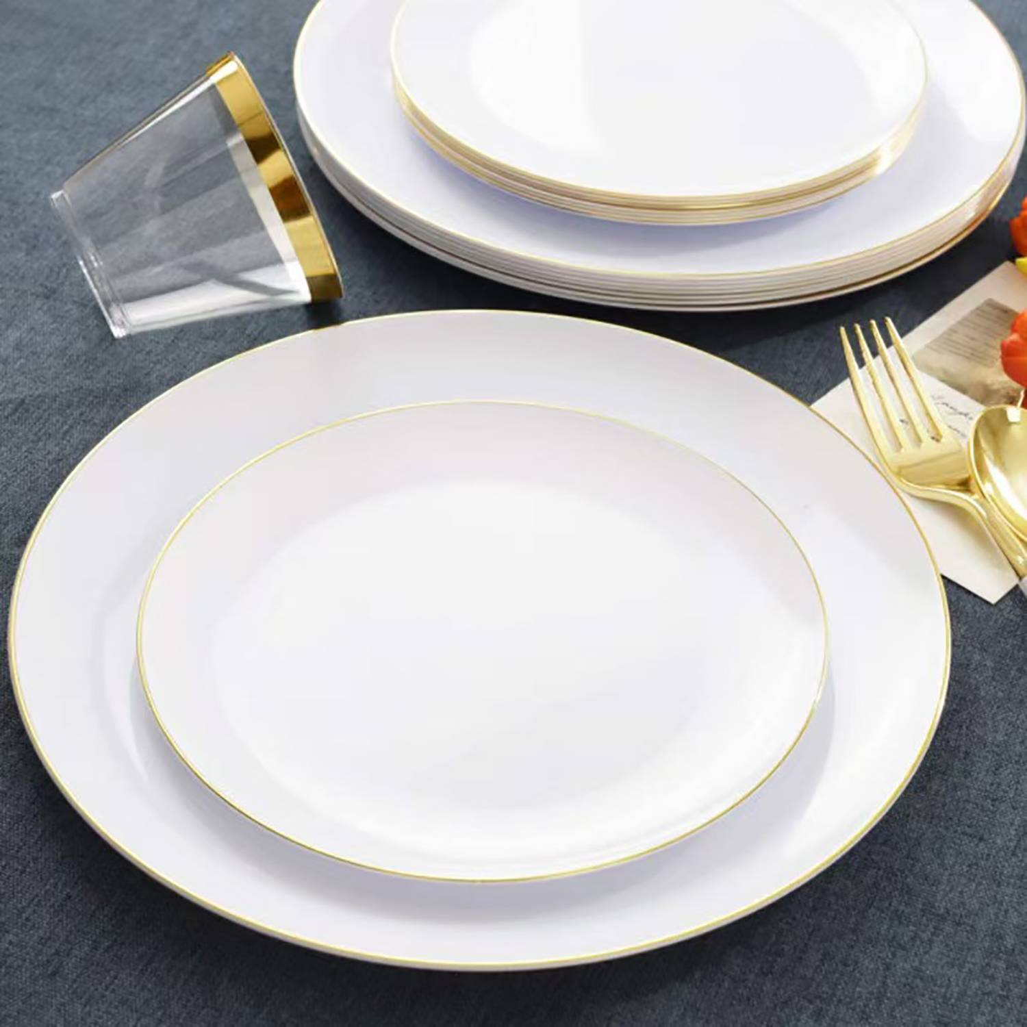 Gold Foiled Plastic Dinner Plates Set 5