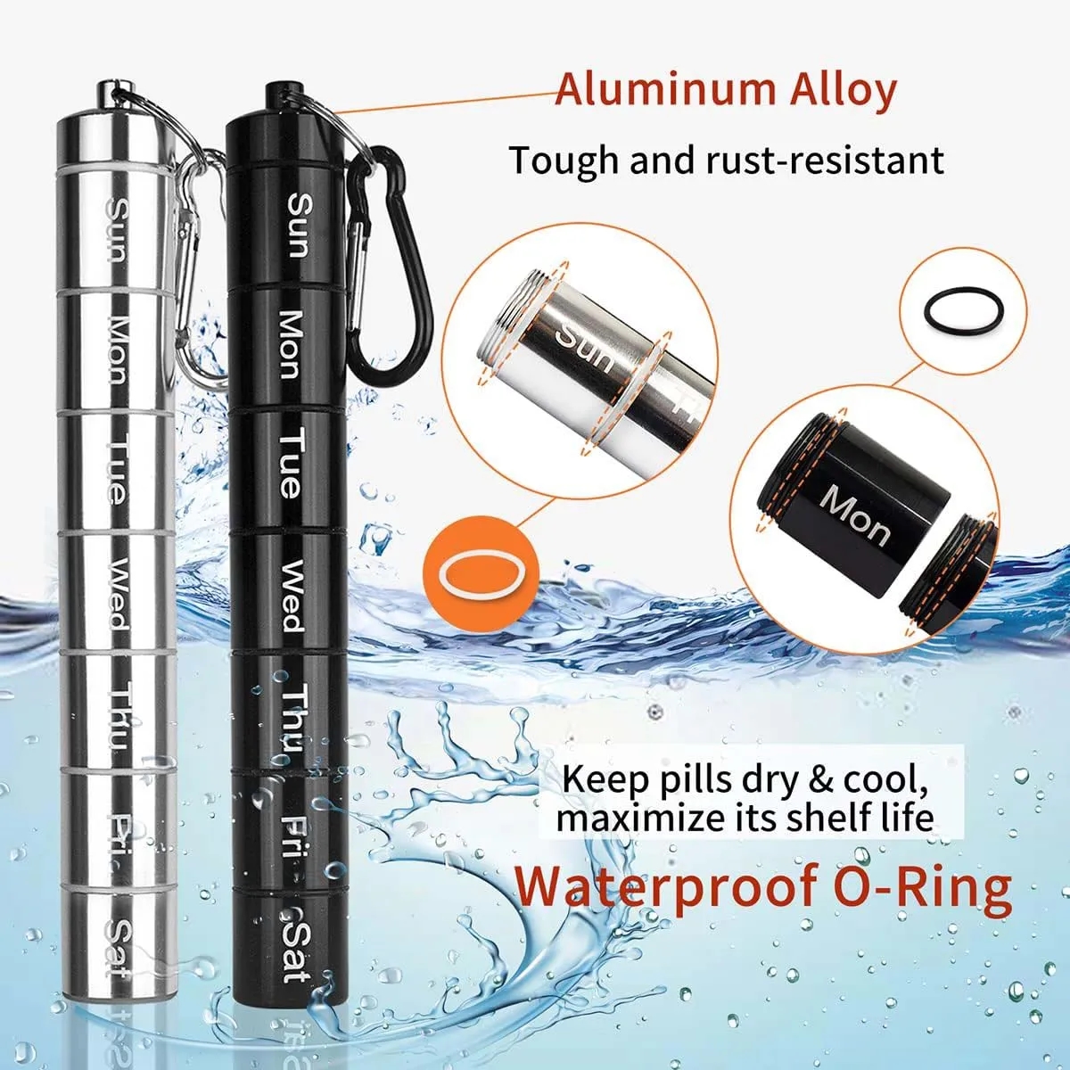 Weekly 7 Day Travel Friendly Waterproof Pill Case Container 4