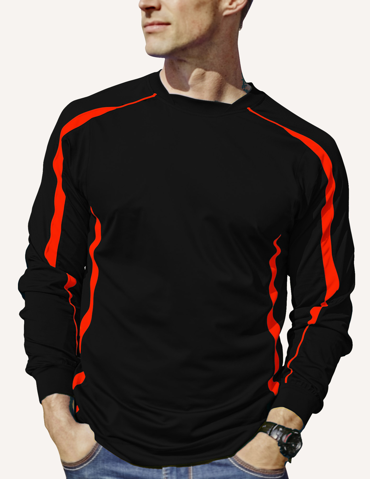 Men's Allsport Long Sleeve Double Crescent Crew Neck Shirt 10