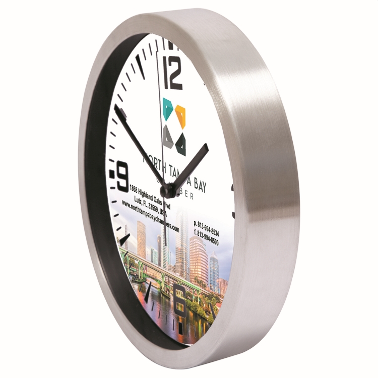 "Balance" 10" Brushed Metal Wall Clock with Glass Lens 1