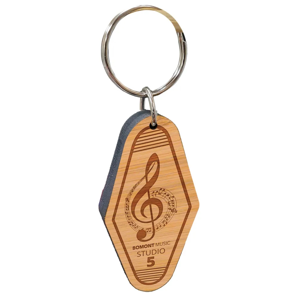 Vintage Etched Bamboo Motel Keychain Hotel Key Tag 4