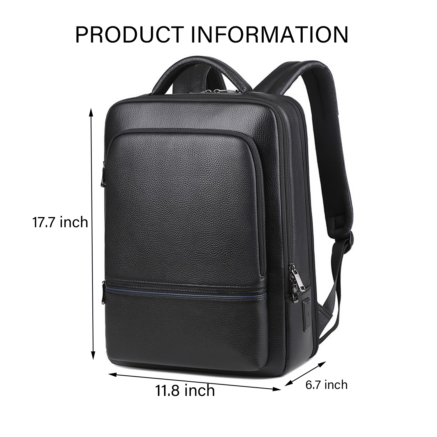 Classic Black Leather Slim Backpack 7