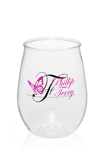 10 oz. Stemless Plastic Wine Glasses 1