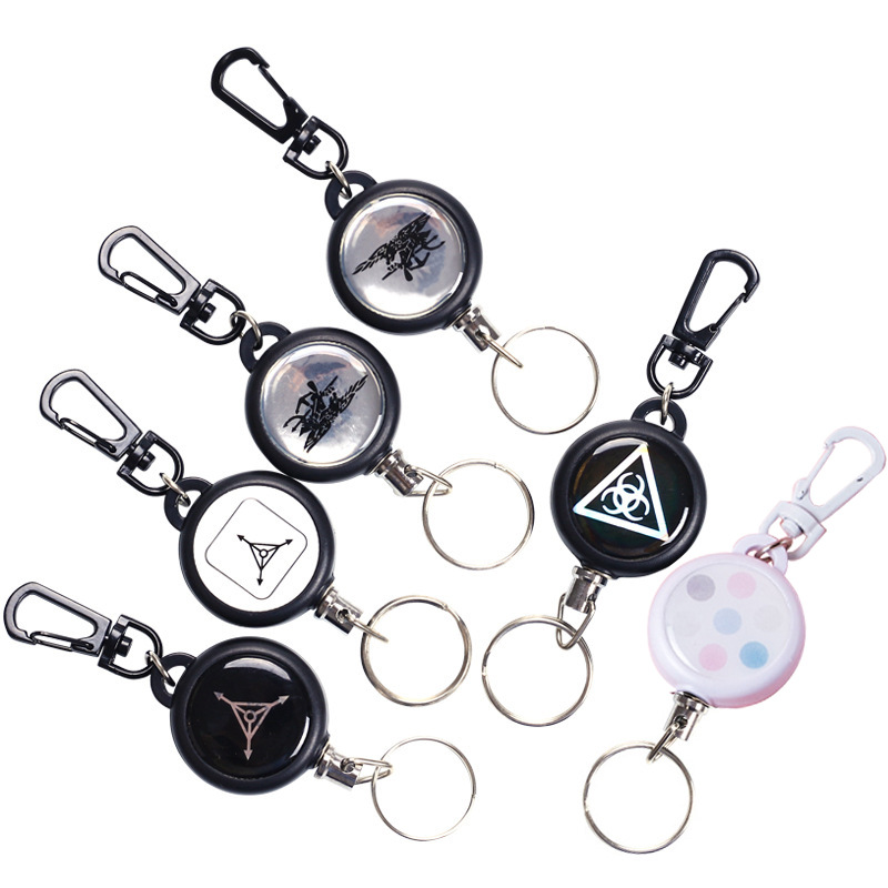 Wire Rope High Resilience Telescopic Keychain / Easy Pull Buckle 2