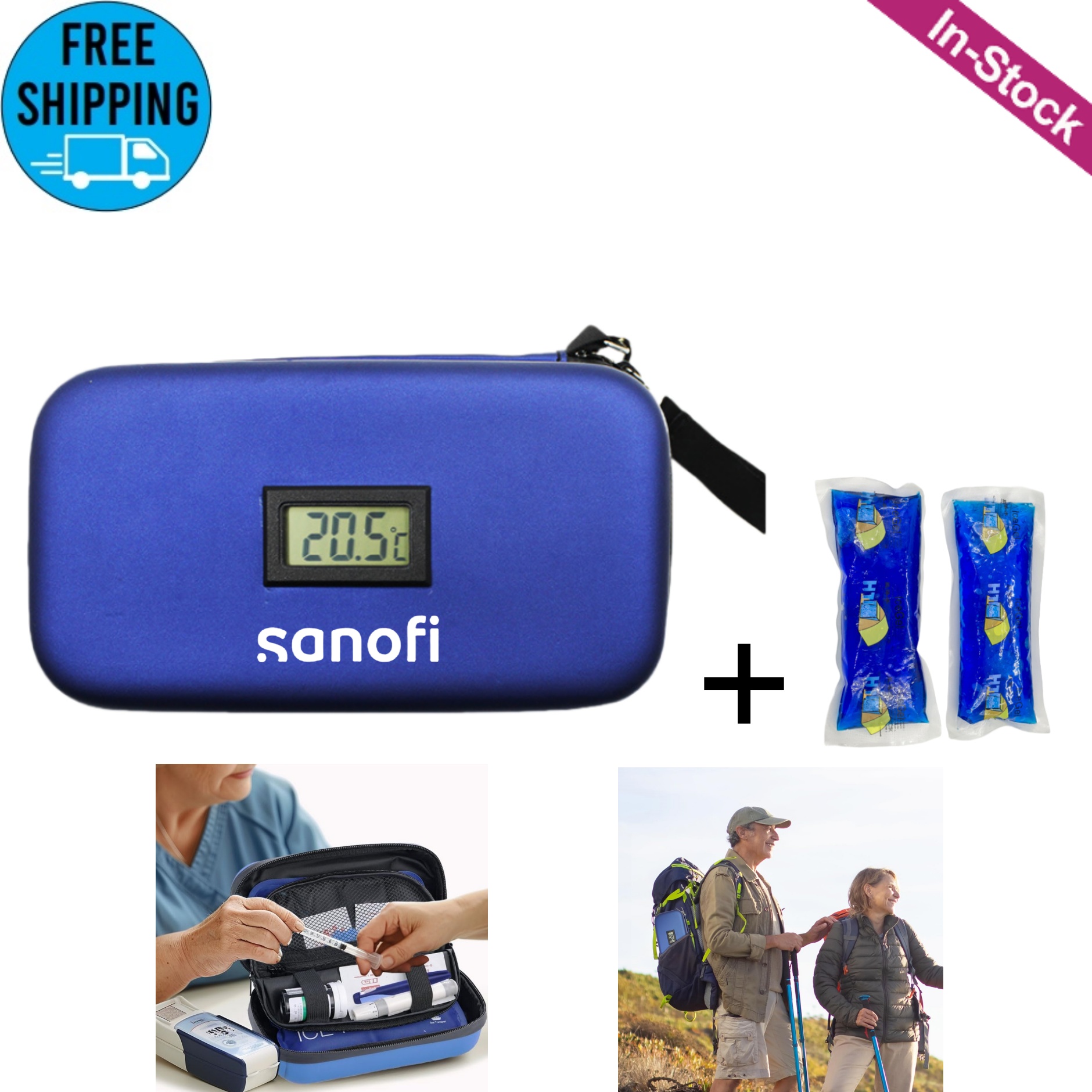 Insulin Cooler Travel Case with LCD Digital Display ( 2 Ice Packs Included) 2