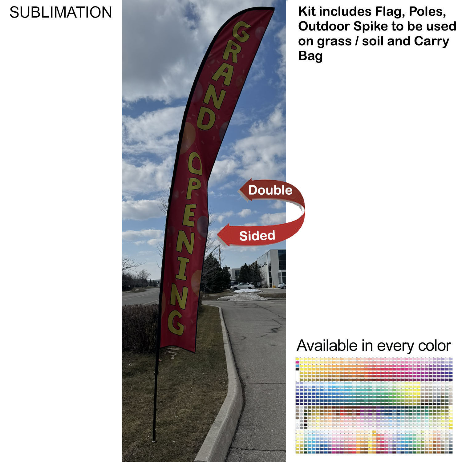 19' X-Large Feather Flag Kit, Full Color Graphics Double Sided, Outdoor Spike base and Bag Included 11