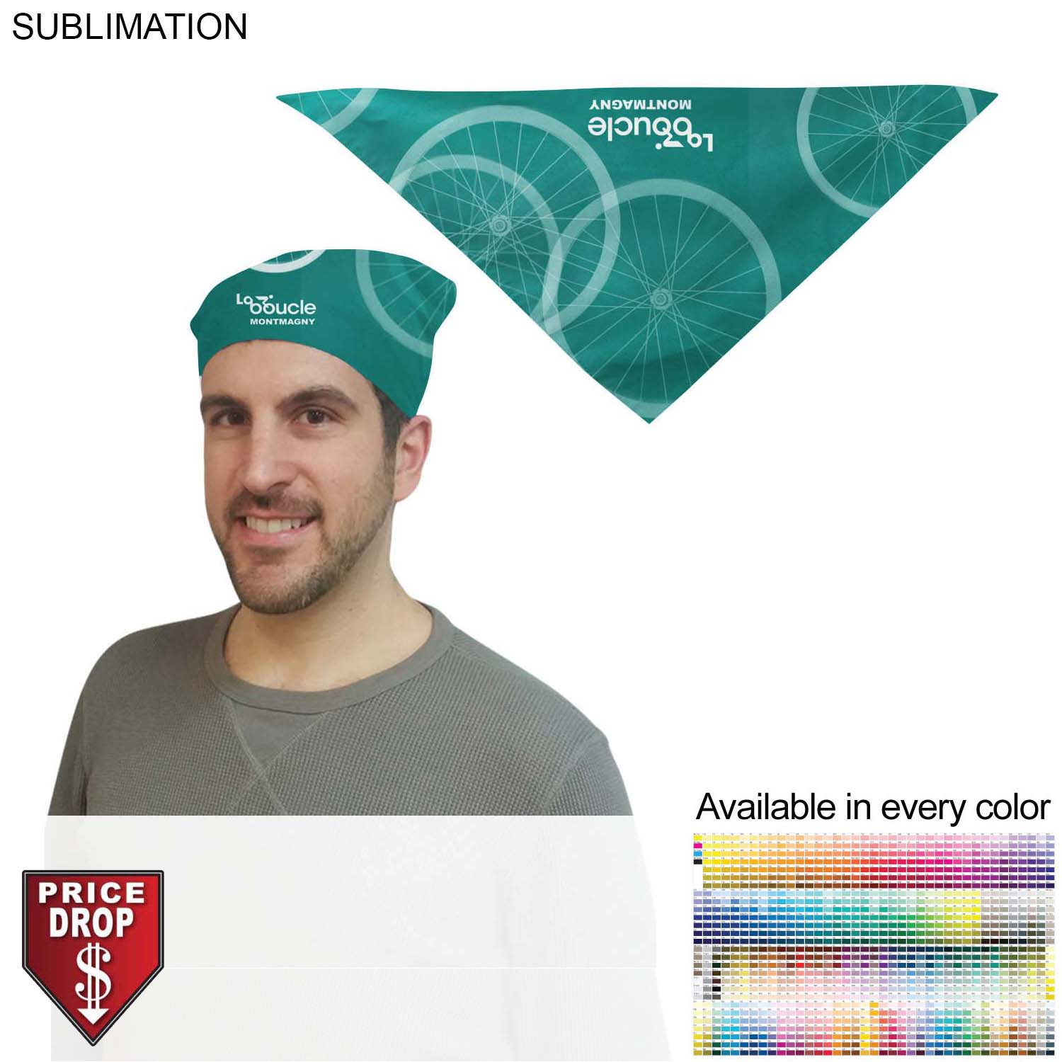 Triangle Bandana, 19x19x27, Sublimated Edge to Edge (Decorated in Canada) 3