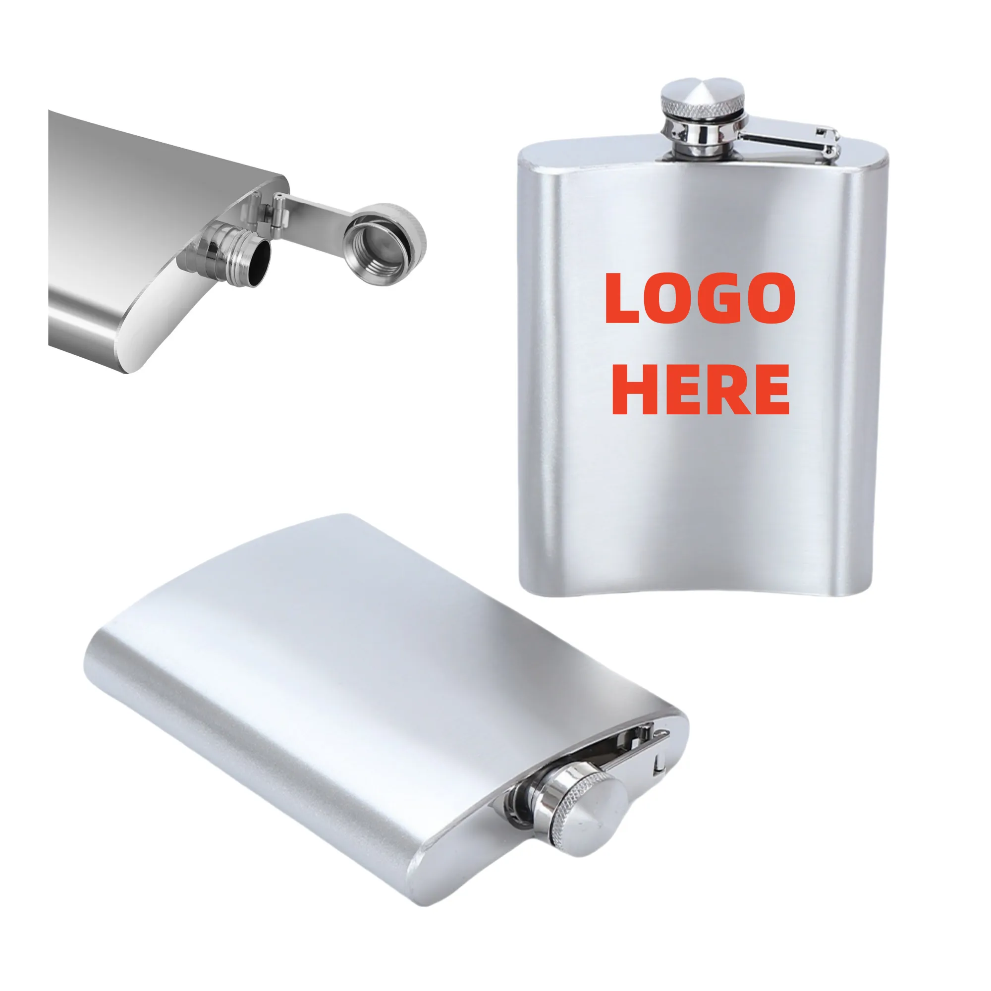 8 oz. Stainless Steel Hip Flask, custom water bottle with logo imprint 2