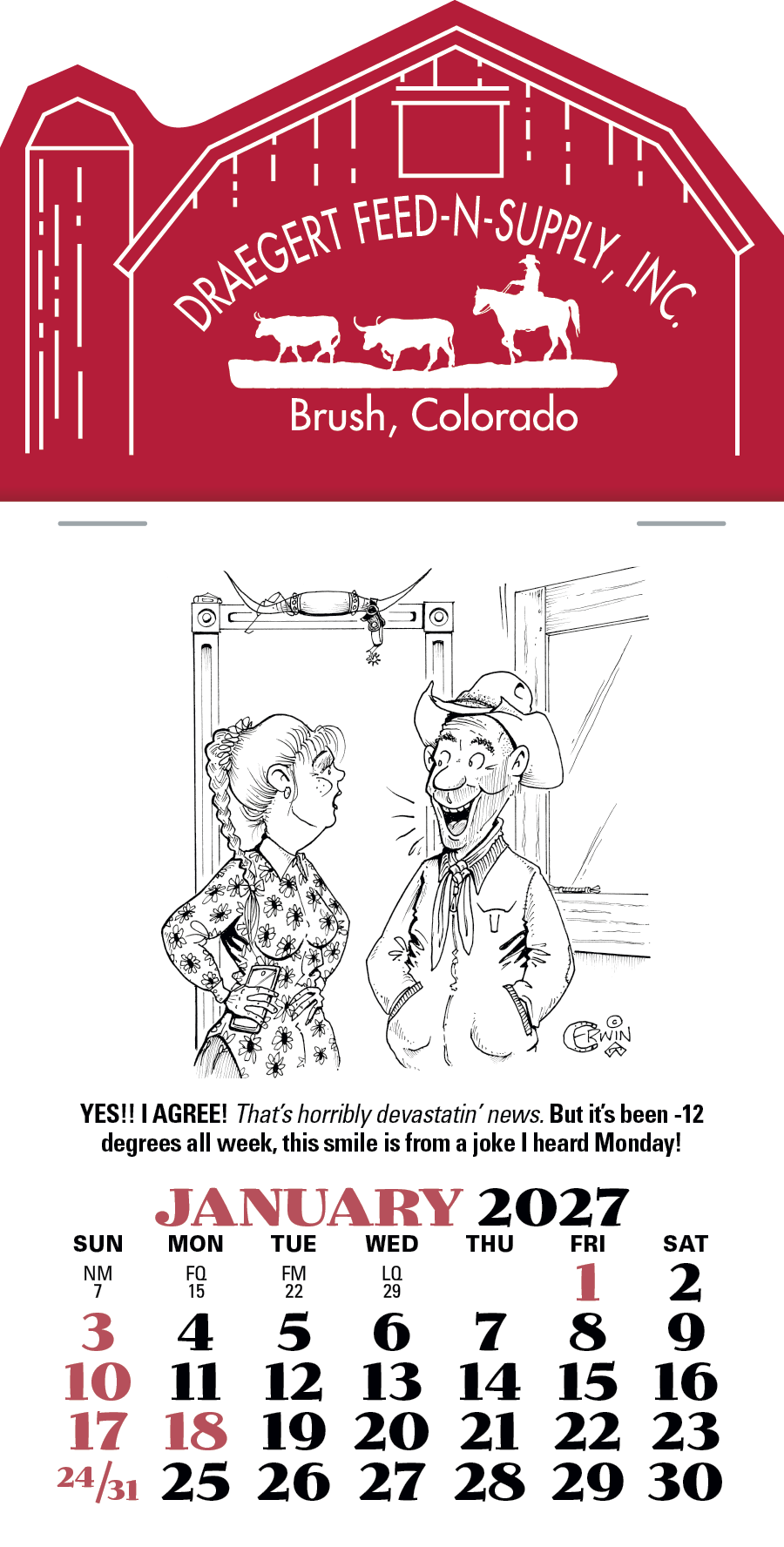 Triumph® Calendars Press-N-Stick Cowboy Calendar 1169