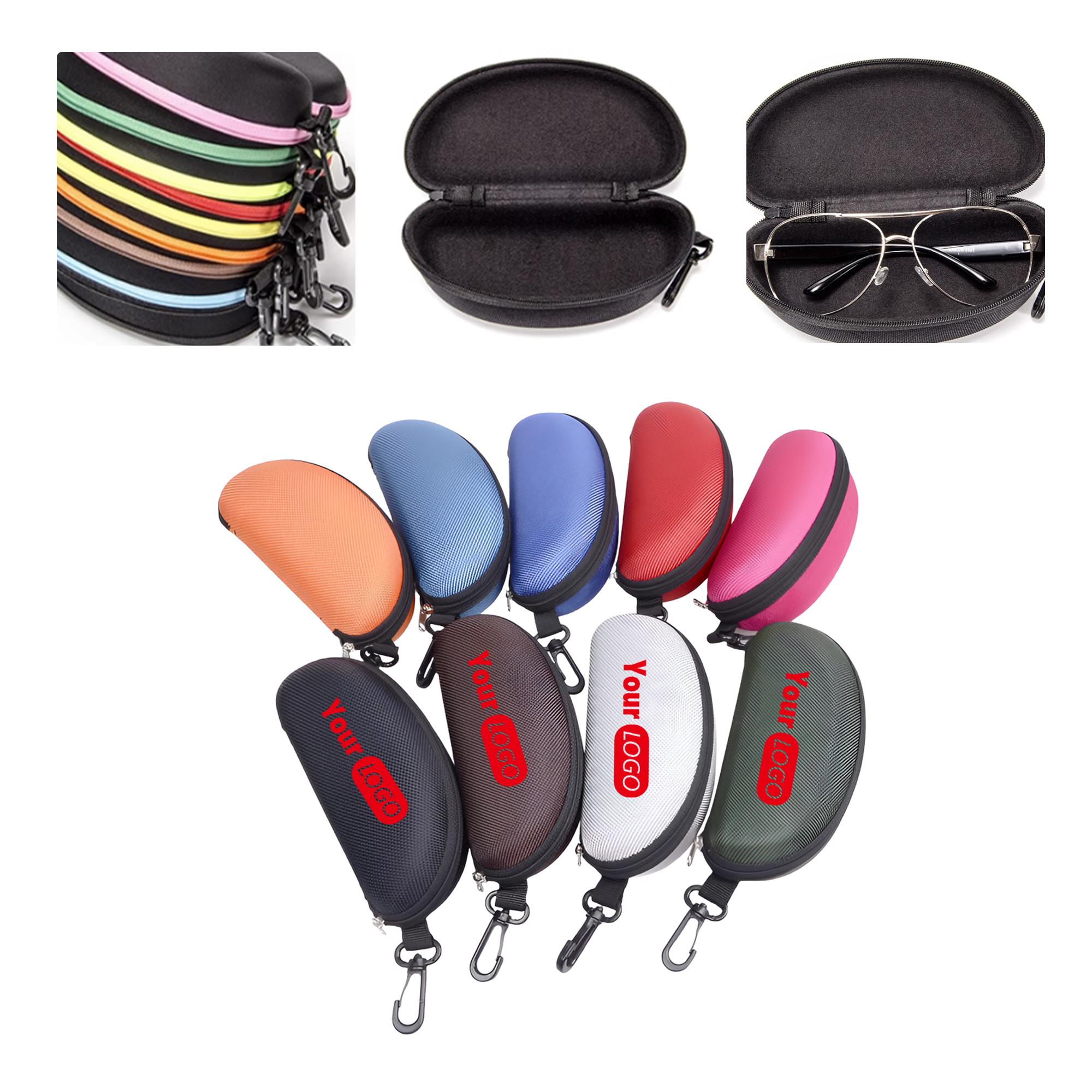 MOQ50 Custom Portable EVA Sunglasses Case Hook Zipper Closure 1