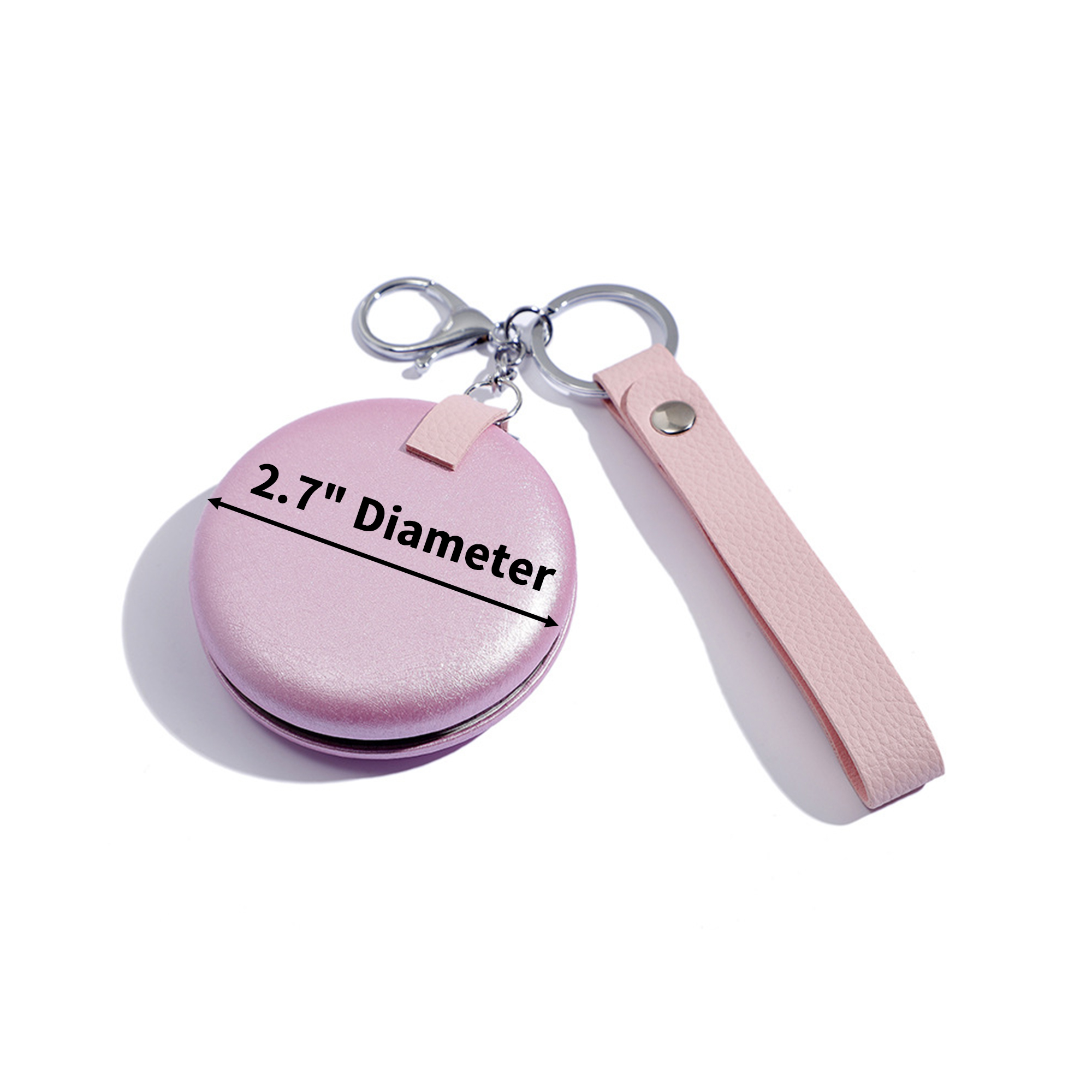 Round Folding Makeup Mirror With PU Lanyard 5