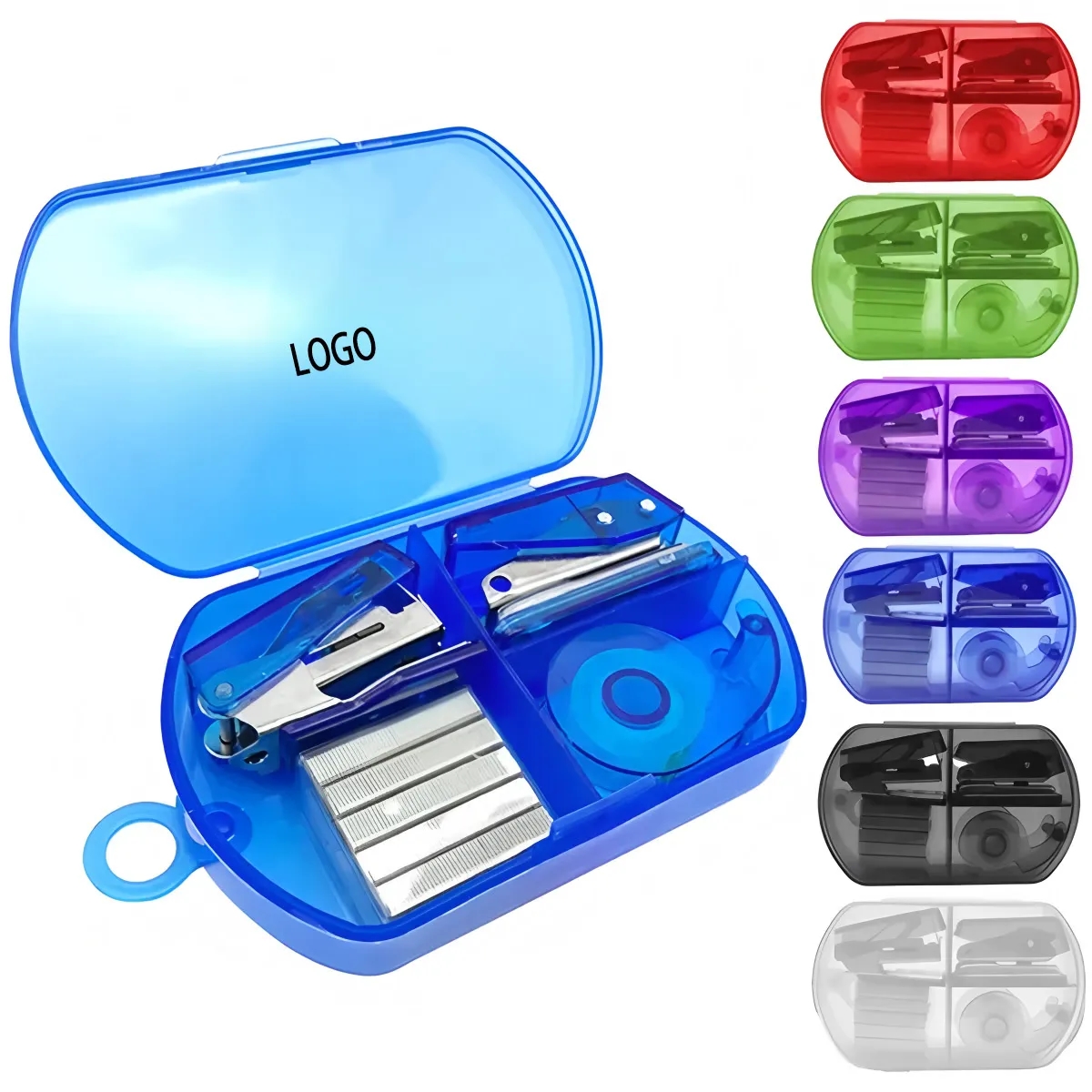Bulk Custom Logo Office Desk Accessories Kit with Stapler Tape Dispenser Hole Puncher 3