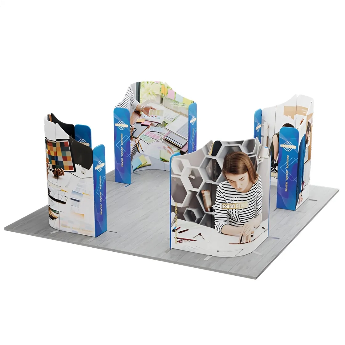 20ft Magnetic Fabric Displays - 4 Curved L-Shape Sections 5