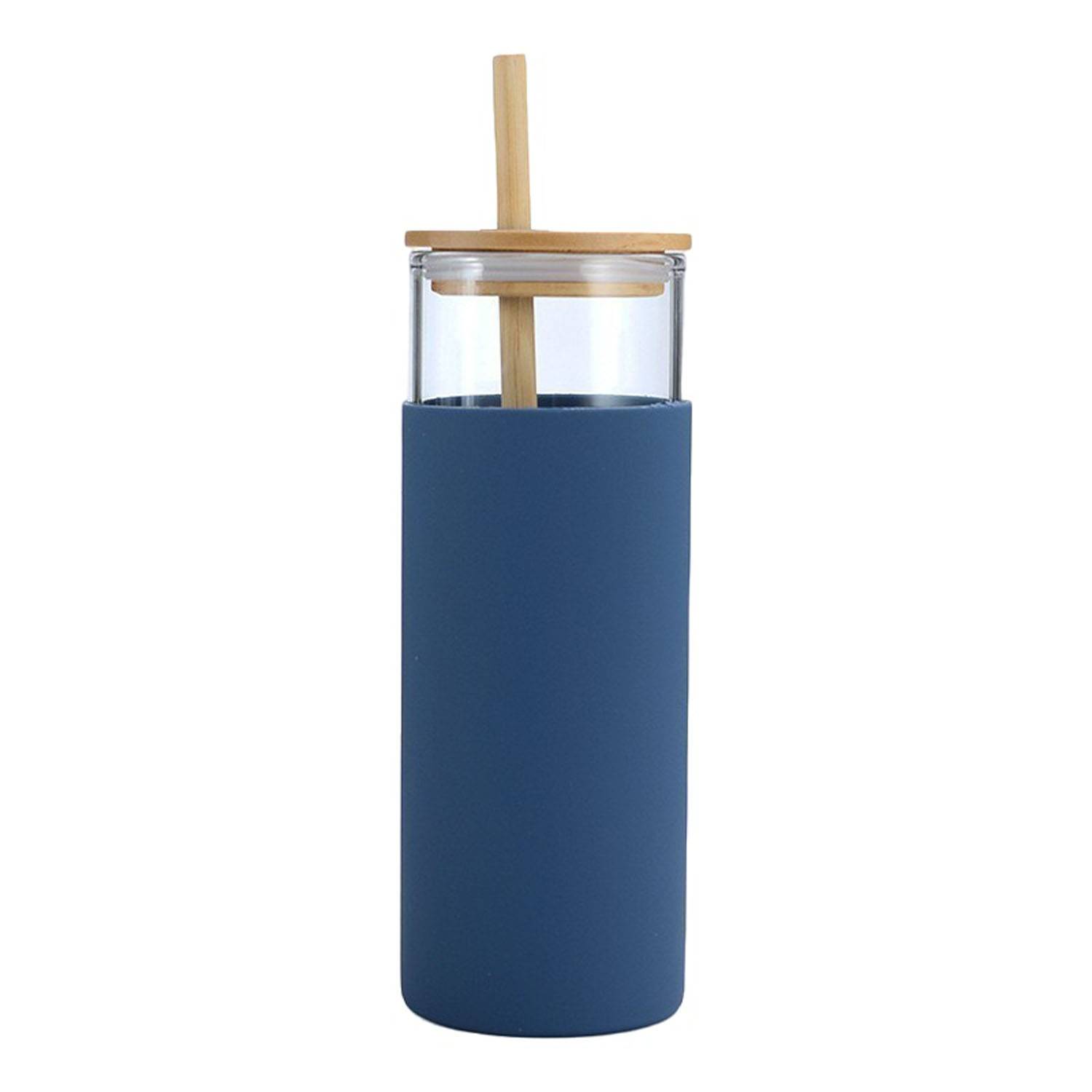 17oz Reusable Bamboo Lid Glass Cup w/ Straw 7