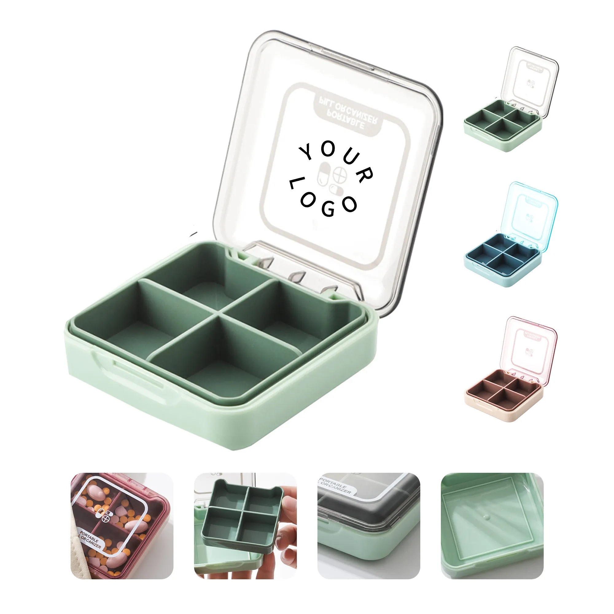 Portable 4-Compartment Pill Box for 3-Day Supply 3