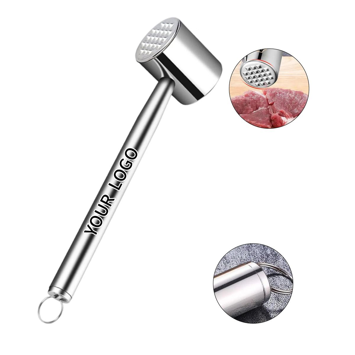 Stainless Steel Meat Tenderizer Hammer with Grip 2