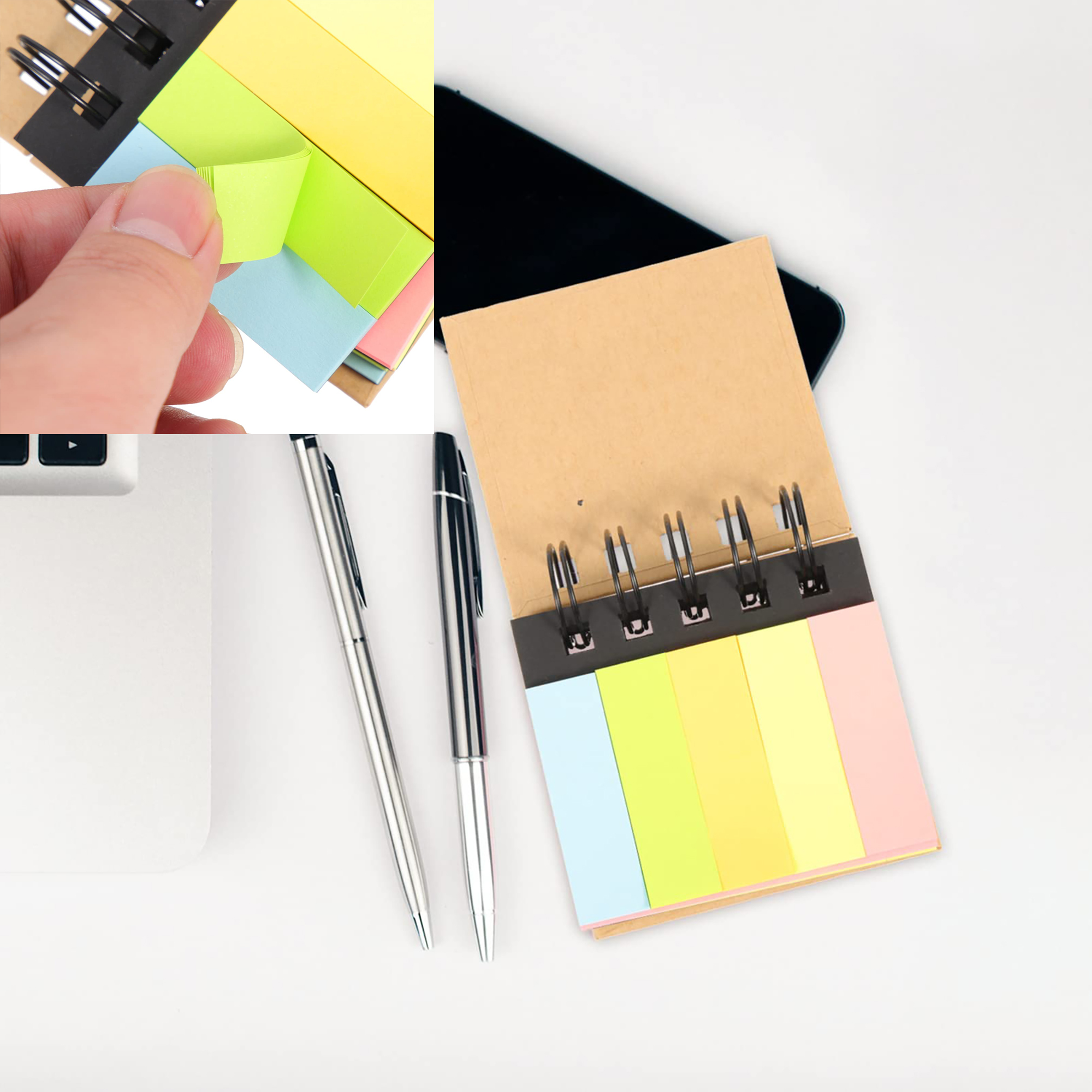 Colorful Sticky Notes Spiral Notebook with Flags and Large Pads 3