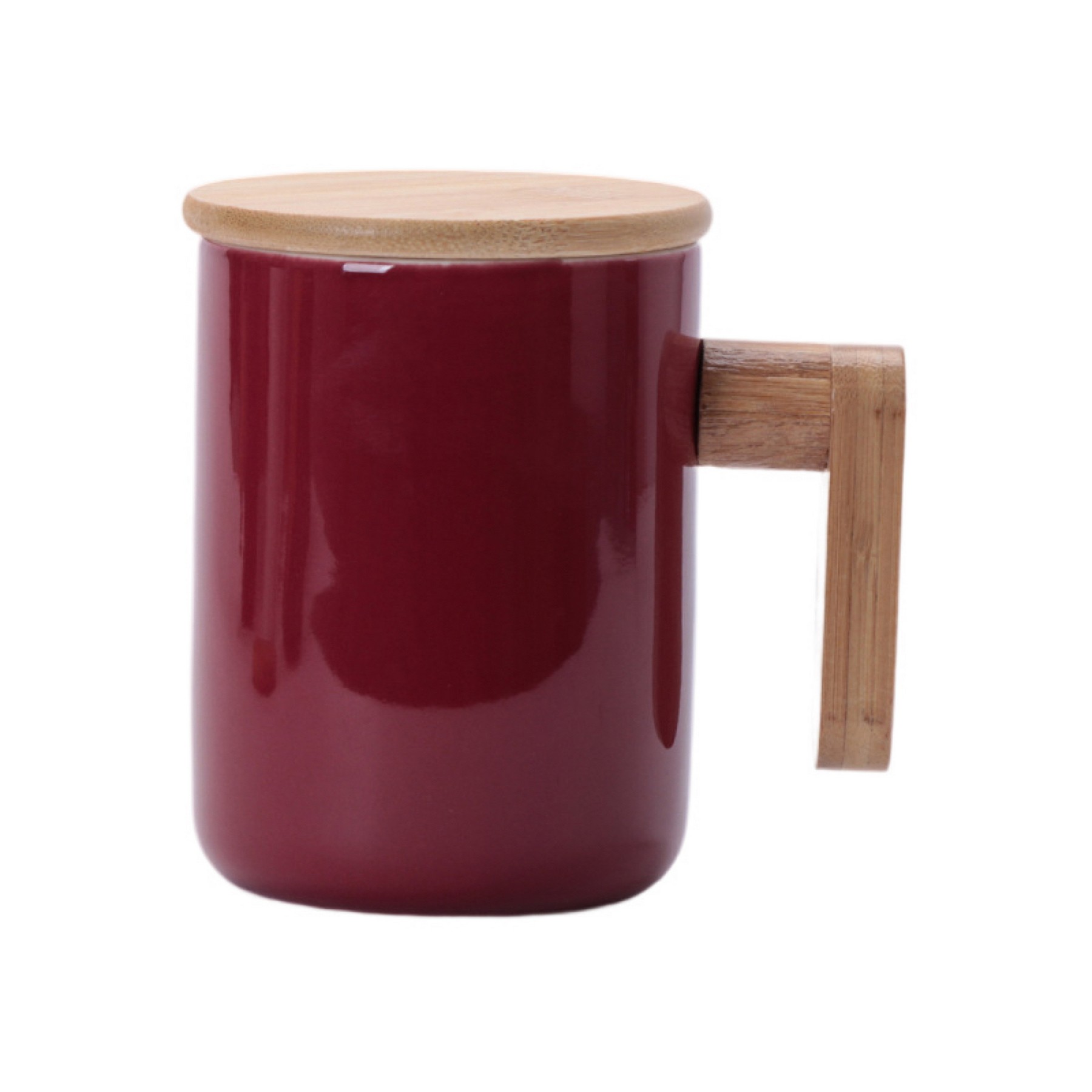 Ceramic Coffee Mug With Bamboo Handle And Lid 2