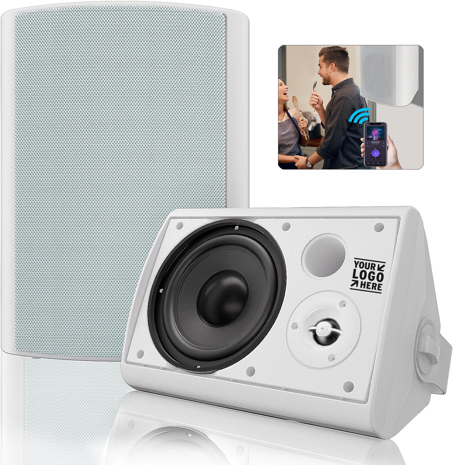 6.5 Inches 400 Watts Indoor Outdoor Wall Mount Waterproof  Powerful Bass Wireless Bluetooth Speaker 2