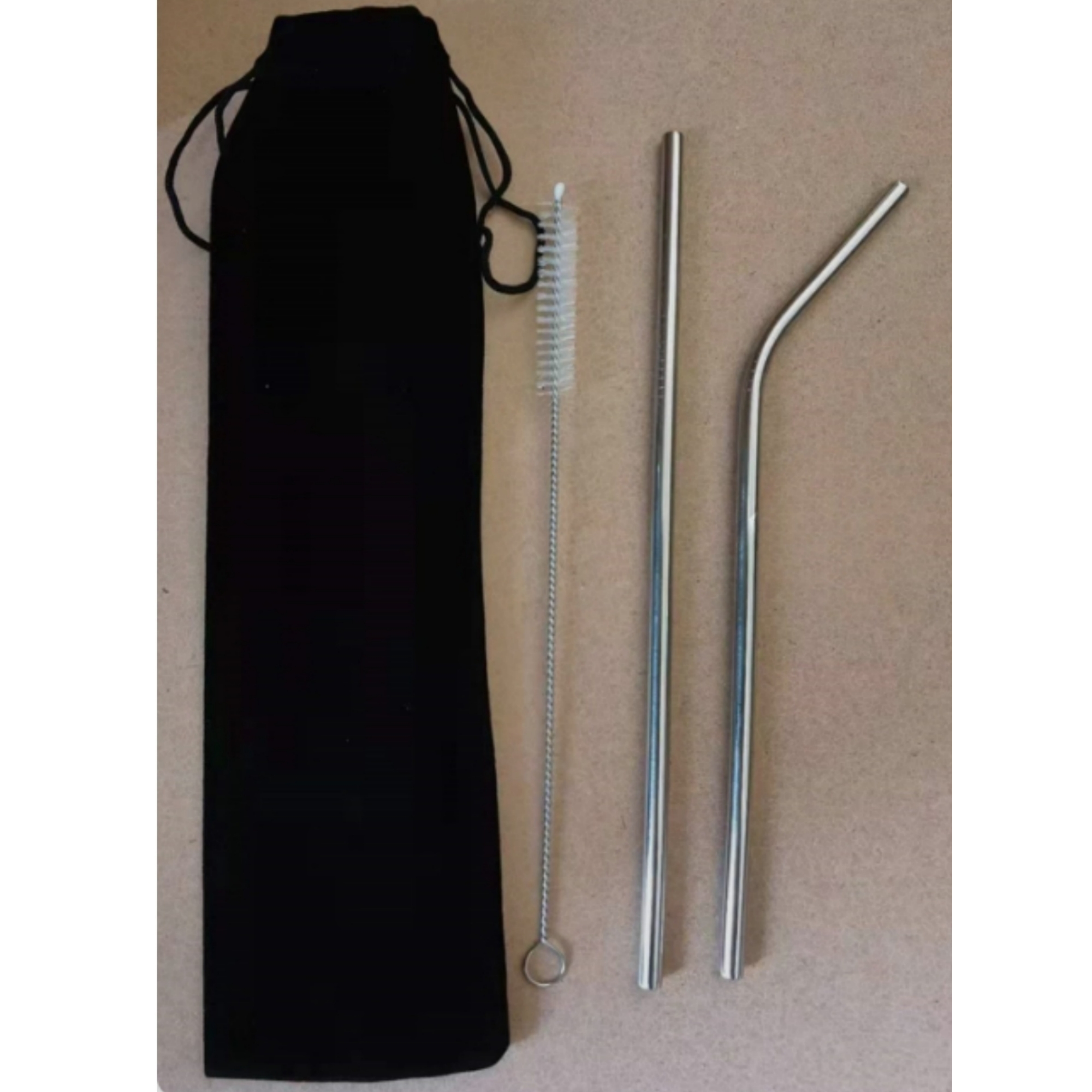 Stainless Steel Reusable Straw Kit With Flannel Bag 2
