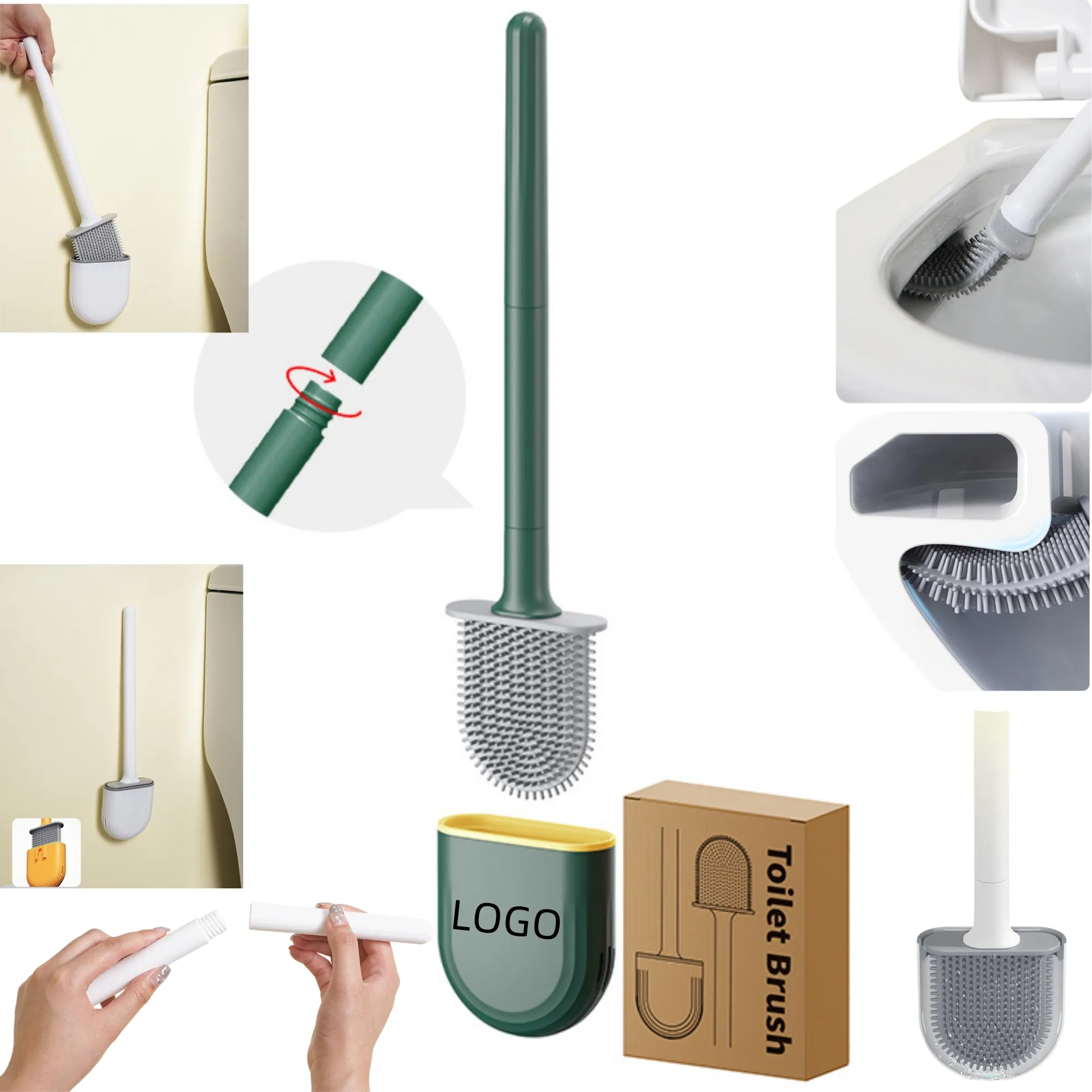 Soft TPR Wall - Mounted Detachable Handle Toilet Brush 4