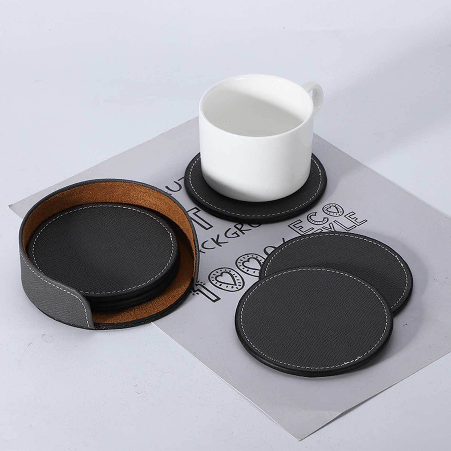 Pu Round Coaster Set 3