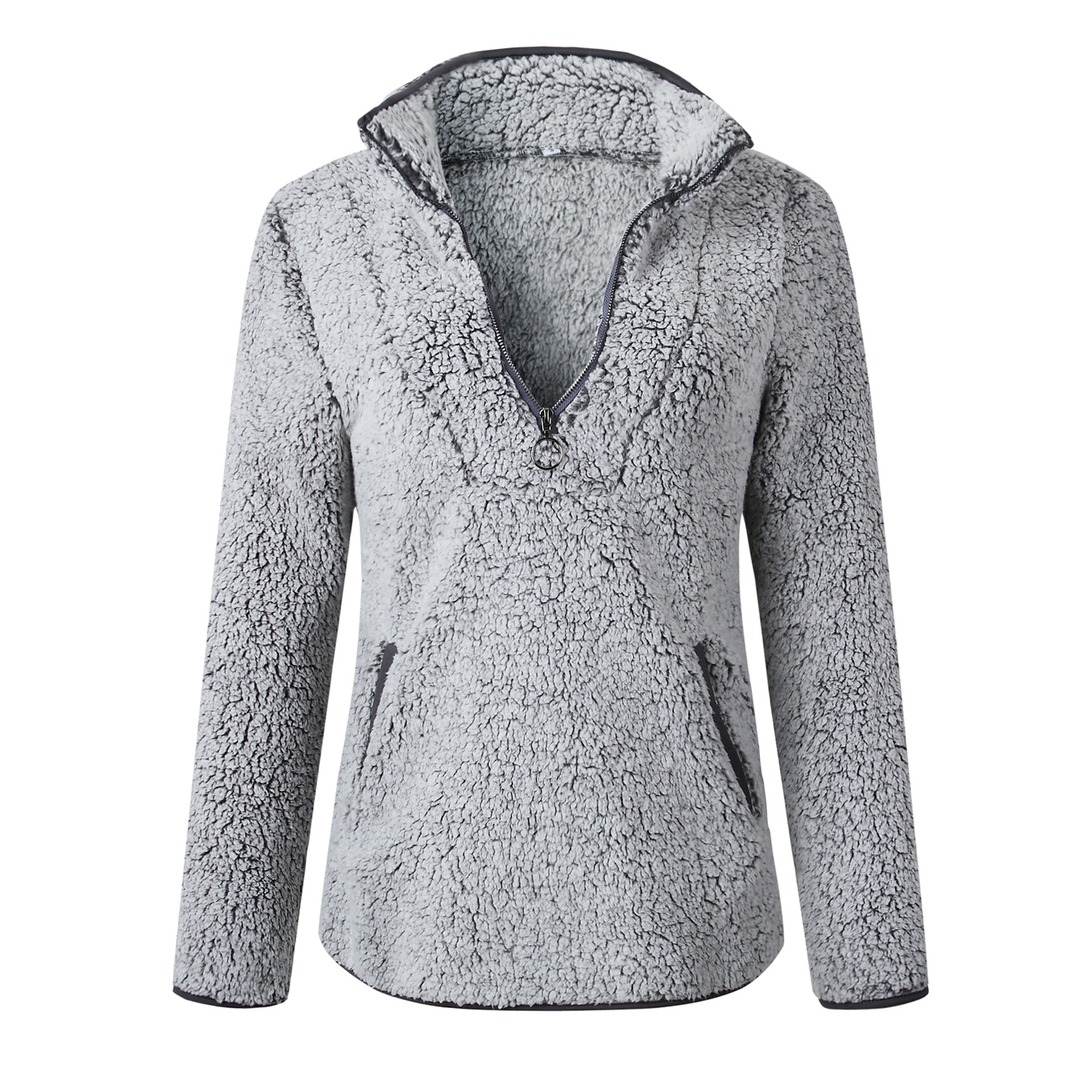 Winter Women's Fuzzy Long Sleeve Zipper Jacket 5