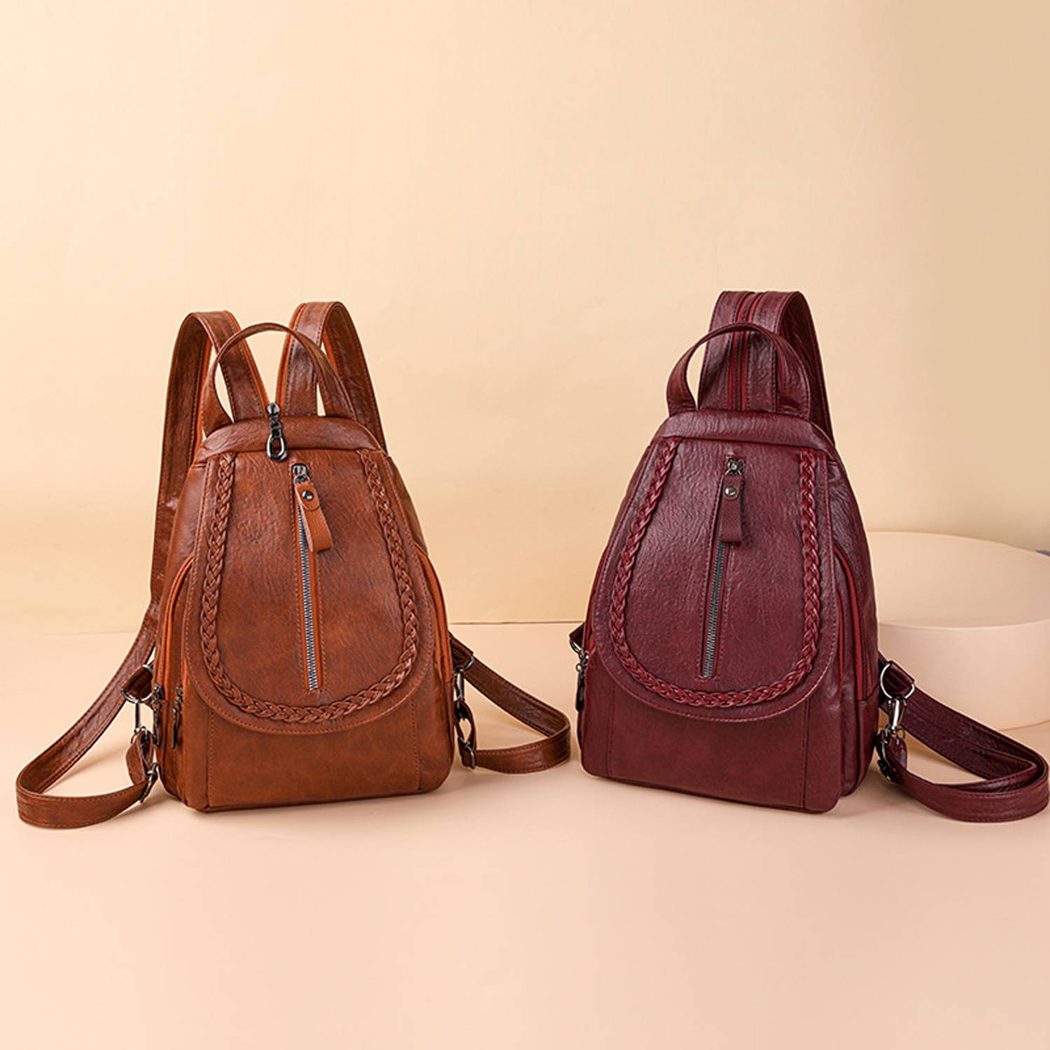 Soft Leather Women's Backpack w/ Large Capacity 7