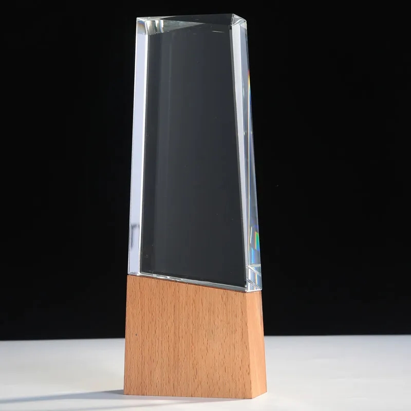 Crystal Trophy With Wooden Base 2