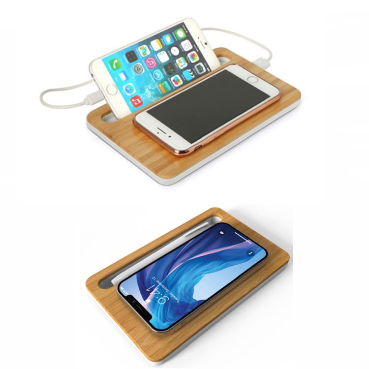 10W Bamboo Wireless Fast Portable Charger Phone Stand Holder 2