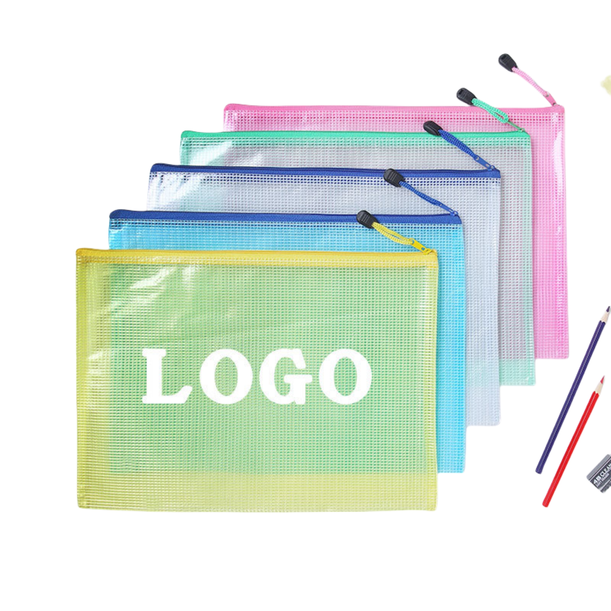 A4 Letter Document File Mesh Bags with Zipper 2