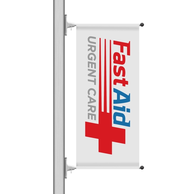 Boulevard light pole Banner Kit - Single-Sided, Premium Film - 24"W x 72"H 1