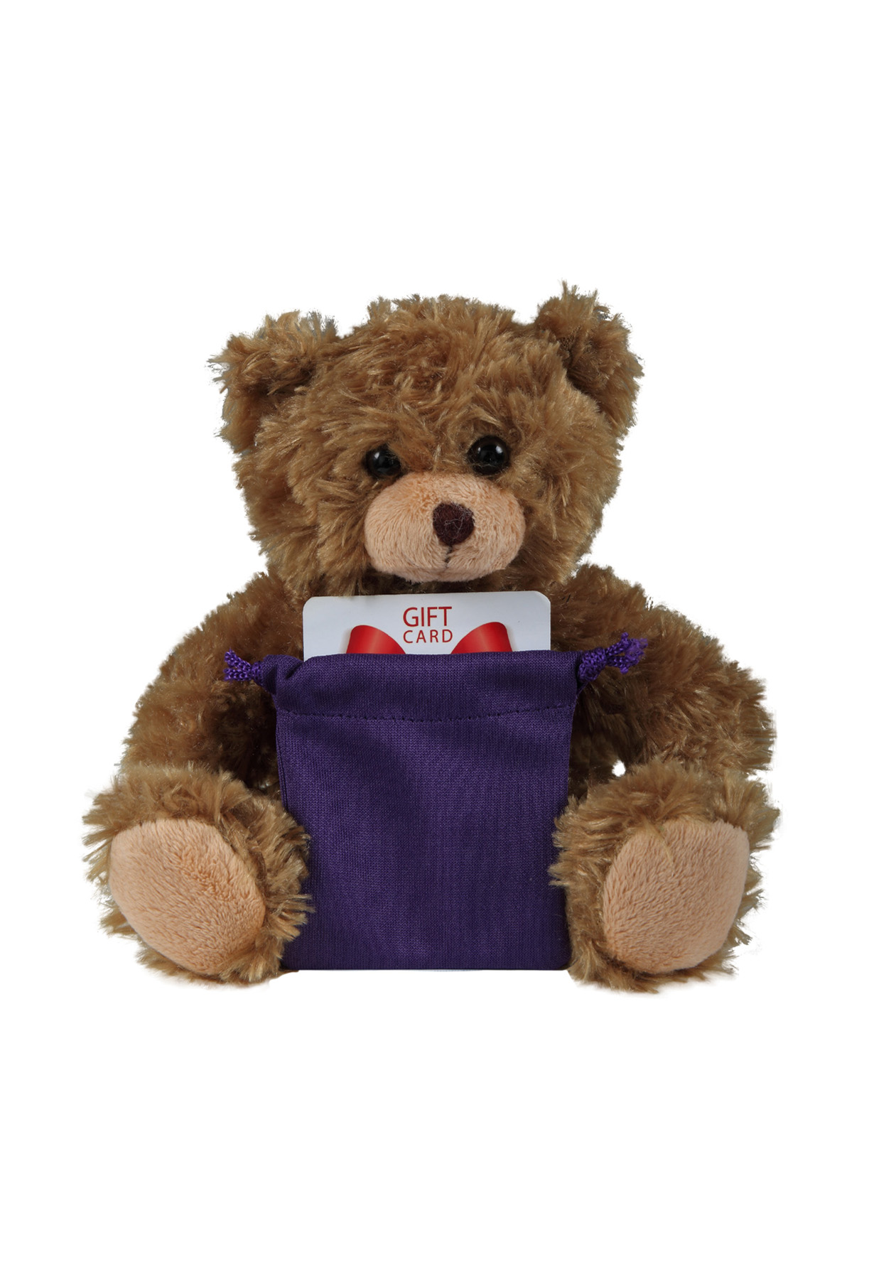 soft plush Mocha Curly Sitting Bear  with gift card sack